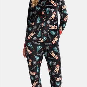 Rudolph Women's Super Minky Union Suit Pajamas with Hood 8-10 M